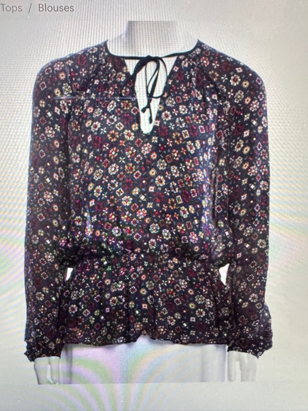 Derek Lam 10 Crosby Navy Patterned Blouse
